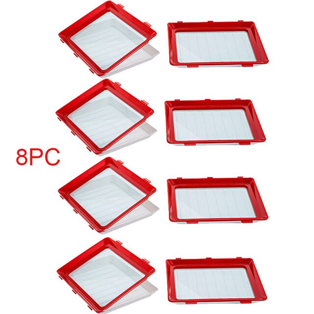 Food Preservation Tray Eco Food Fresh Keeping Fresh Spacer Organizer Food Preservate Reusable Refrigerator Food Storage: 8PCS