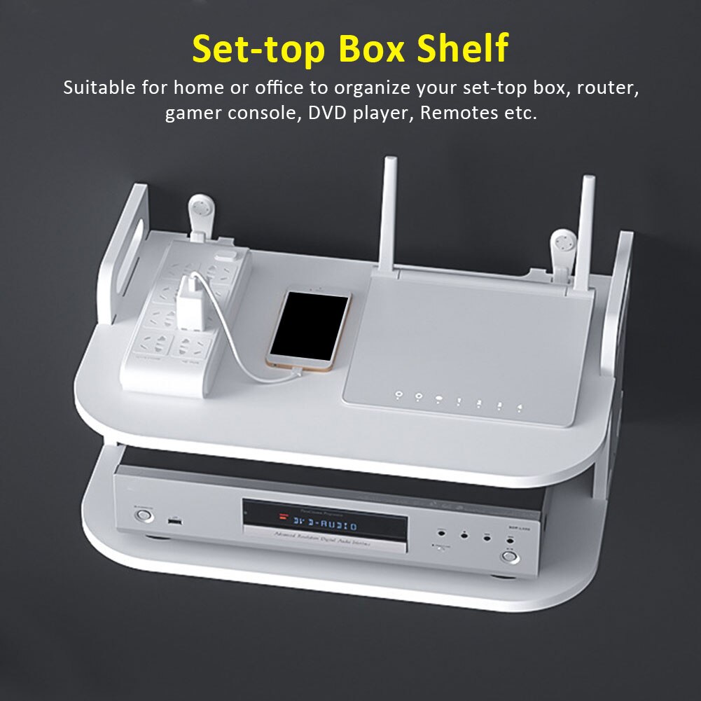 Thick Home DVD Player Stand Rack Storage Support Double Layer Router Bracket TV Box Shelf Easy Install Wall Mount Modern