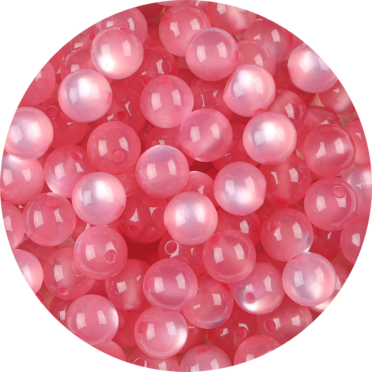 Paquete de 100 Uds. De cuentas redondas de ojo de gato de imitación de resina, cuentas sueltas con agujero recto colorido, accesorios para pendientes de cuentas Diy hechos a mano: Verde hierba
