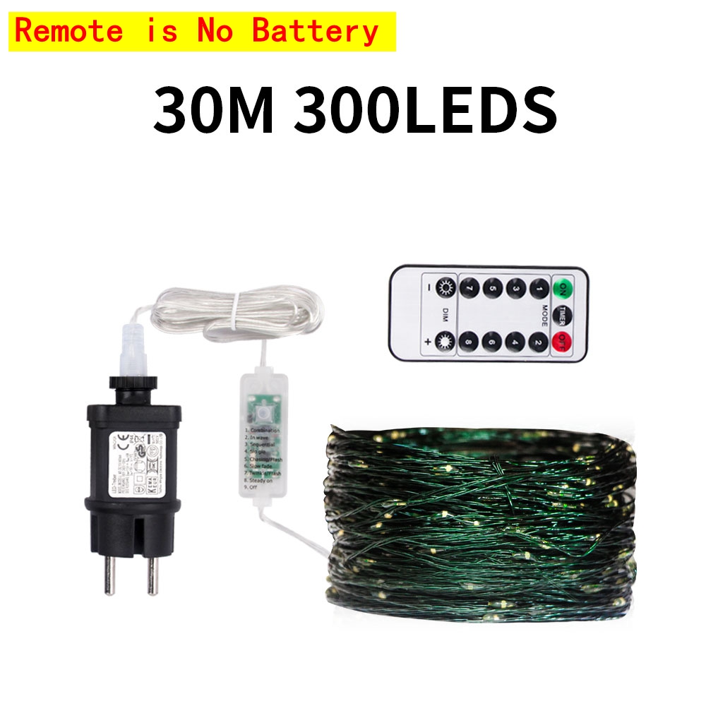 10-200M LED String Lights Fairy Green Wire Outdoor Christmas Light Tree Garland For Year Street Home Party Wedding Decor: green / 41-50W / Z