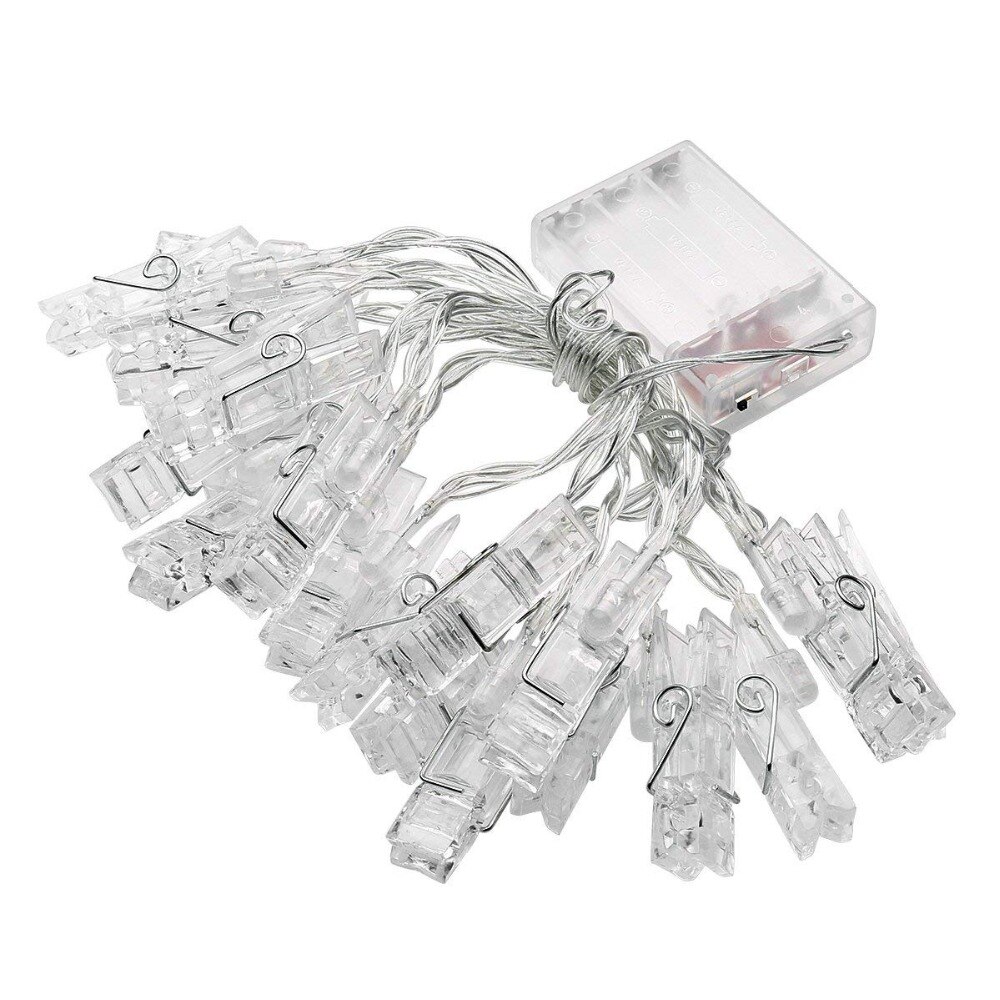 Guirlande lumineuse à Clip pour Photo, guirlande lumineuse à batterie, 20/50led, LED v, pour l'extérieur, décoration de noël, fête, mariage, noël