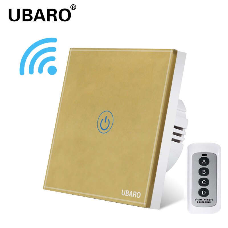 UBARO EU/UK Wireless Remote Control Touch Switch Crystal Glass Panel Remote Interruptor Liz Lichtschalter switches 1/2/3Gang: LG-JW1YX-YF