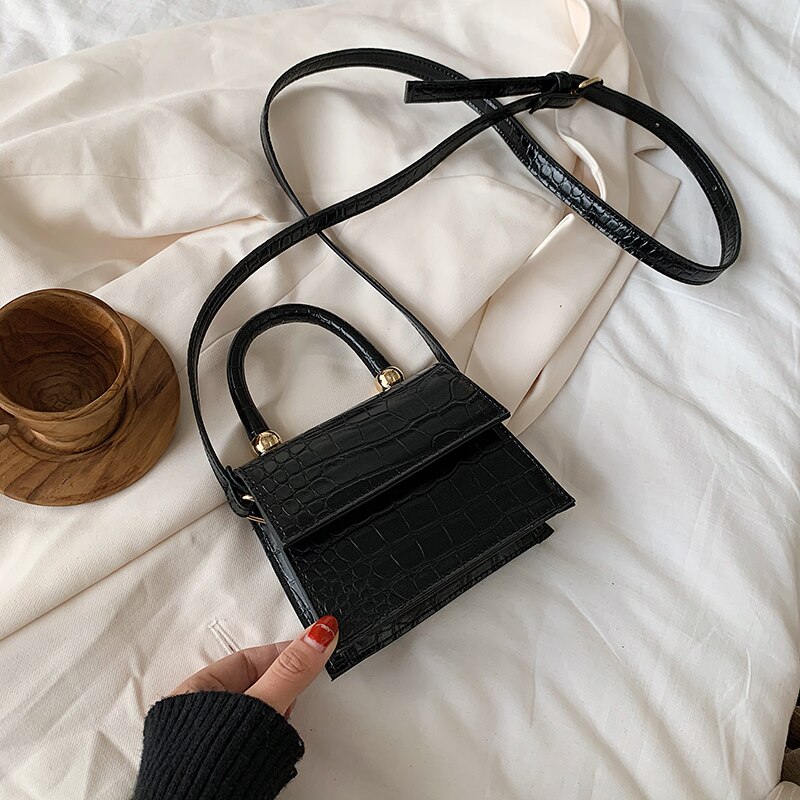 Mini-tassen met stenen patroon voor dames, crossbody schoudertassen, reistassen voor dames, crossbody tassen: Zwart