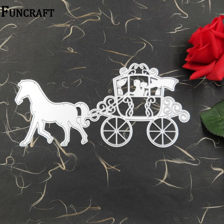 Delikat bryllup hestevogn prægning metal skære dør kscraft die snit til kortfremstilling scrapbooking valentinsdag dør