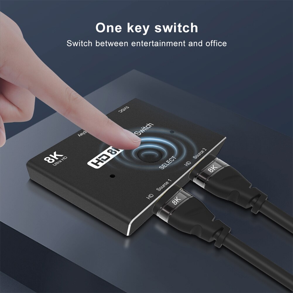 Hdmi-Compatibel 2.1 Switcher 2 In 1 Out 8K @ 60Hz 4K @ 120Hz Ultra hd Switcher Adapter Splitter Voor PS4 Tv Box Hdtv Xbox Projector