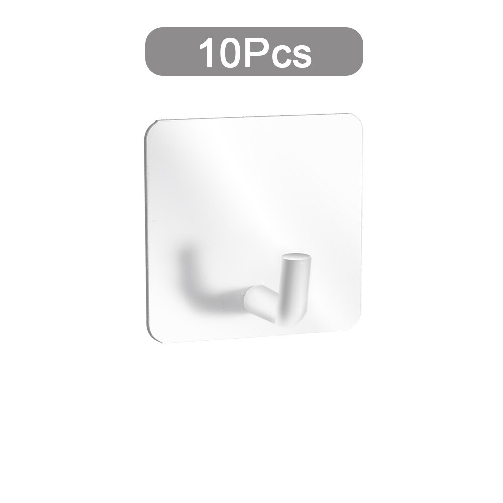 Adhesive Hooks Heavy Duty Wall Rack Waterproof Stainless Steel Rack Rustproof Hanger for Bathroom Bathroom Accessories: 10Pcs White