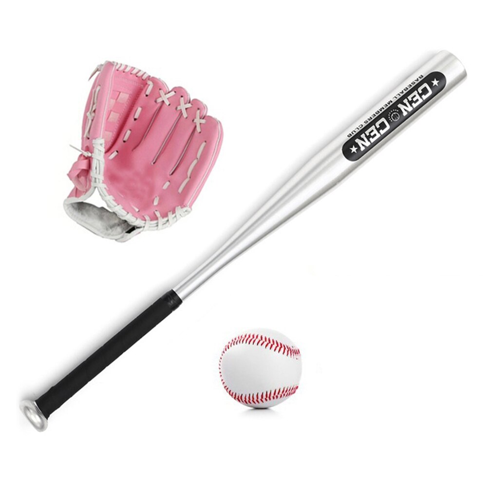 Baseball Ballen Set Honkbalknuppel + Baseball + Honkbal Handschoenen 25in Aluminium Honkbalknuppel Pvc Honkbal Handschoen Kit Voor jeugd Kids: Pink