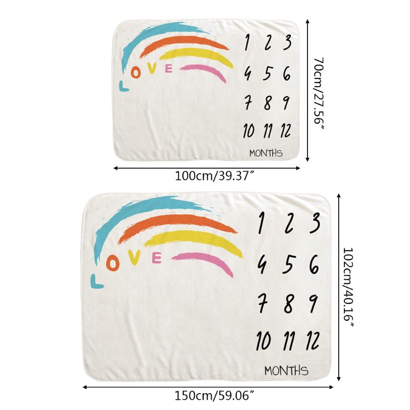 Baby Month Record Growth Milestone Blanket Photo Photography Props Rainbow Cloth Baby Photography Blanket