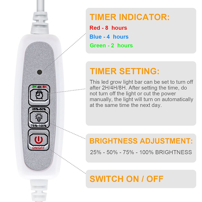 Luz Led de cultivo para orquídeas, fitoamplificador de espectro completo, lámpara de cultivo regulable, blanco, 12V, 4 Uds.