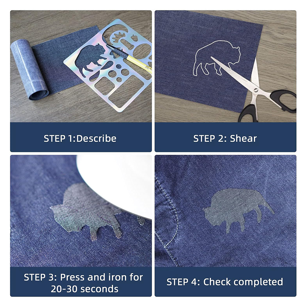 3.1x20in Ferro su toppe per abbigliamento in denim Rettangolo Grande toppa per jeans Giacche Pantaloni Distintivo applicato fai da te Riparazione di vestiti tutto'ingrosso