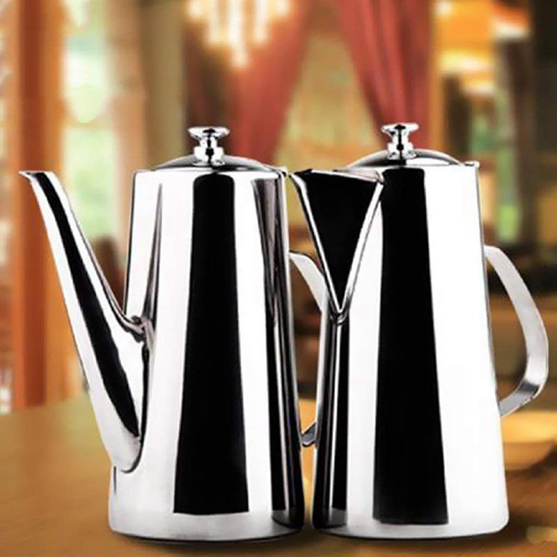 Pichet inox Carafe à eau avec couvercle pour café lait boisson-bec Long, 2L