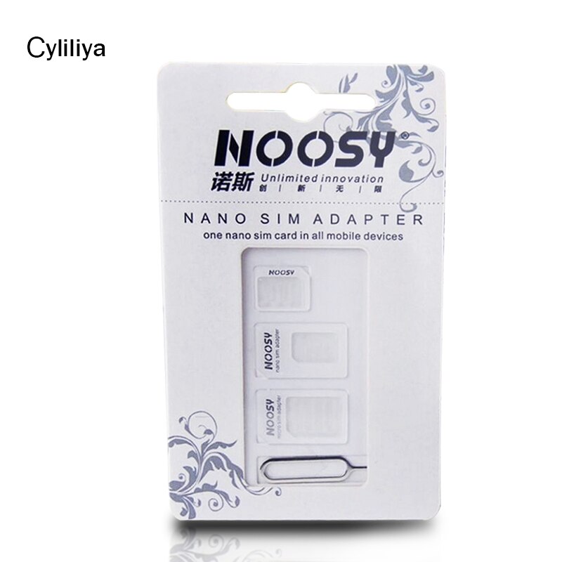 50sets(200pcs) 4 In 1 Noosy Nano Micro SIM Card Adapter Eject Pin For iPhone 5 5S For iPhone 6 6plus 7 7plus with Retail Box