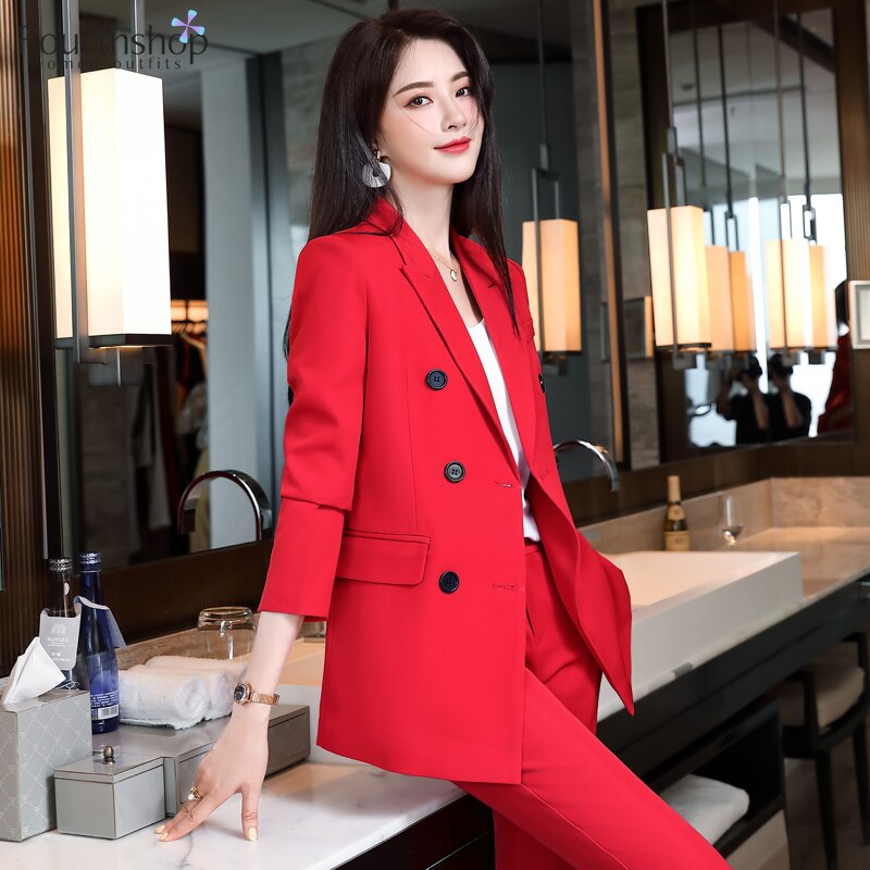Business Suits Women Office Work Style Pantsuits Female Formal Blazer Set 2022 Spring 2 Piece Sets Clothes