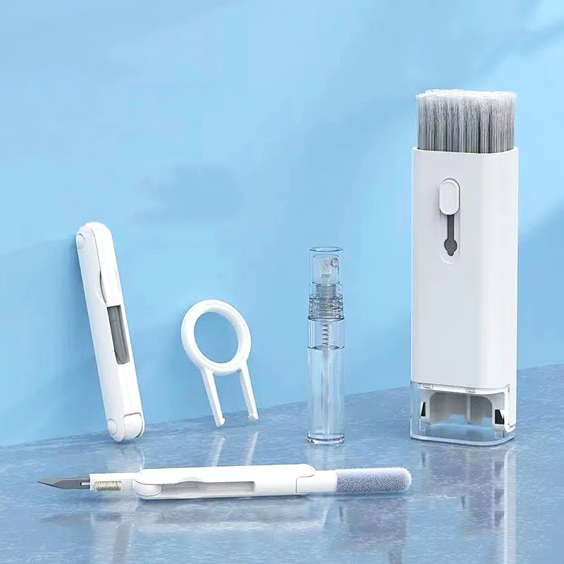 Kit de nettoyage de clavier 7 en 1, nettoyeur pour ordinateurs portables avec extracteur de capuchons de touches, ensemble de nettoyage de brosse de clavier multifonctionnel pour téléphone Airpods: GRIS