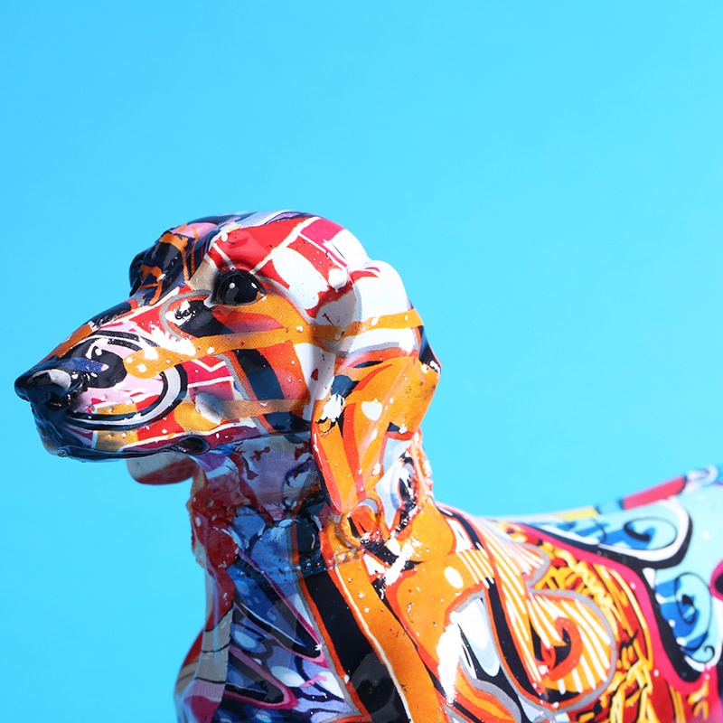 Geschilderde Kleurrijke Teckel Hond Creatief Huis Moderne Decoratie Ornamenten Woonkamer Wijnkast Kantoor Decor Desktop Ambachten