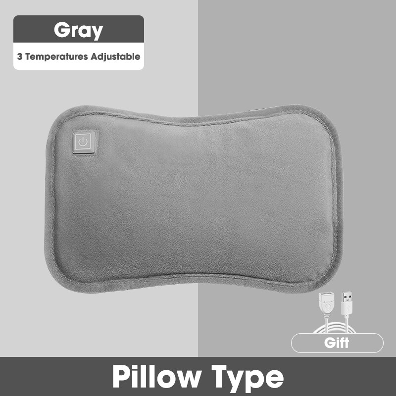 Chauffe-main rose USB coussin chauffant électrique Portable graphène chaleur oreiller fille coussin chauffe-mains thérapie soulagement de la douleur pour l'hiver: Pillow Gray Pro