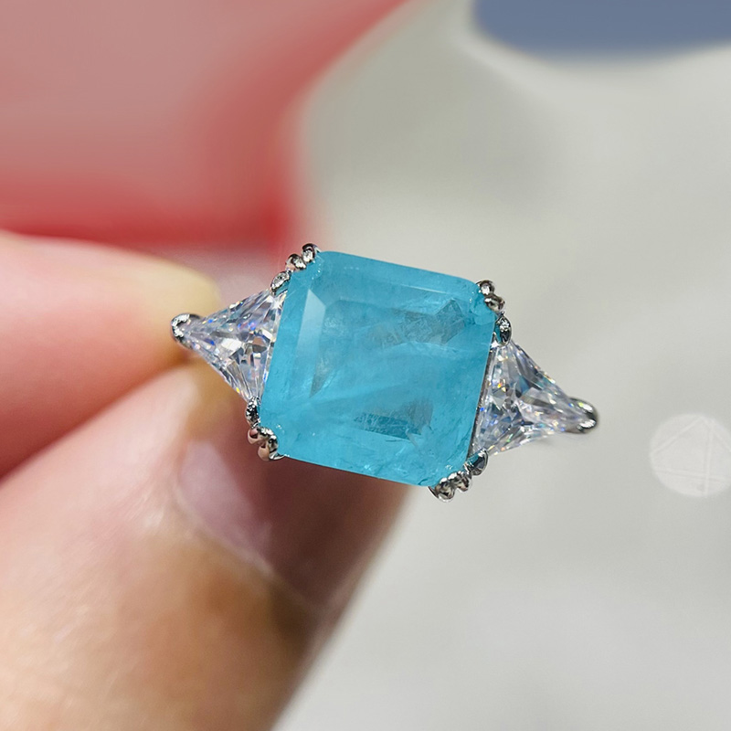 Charme Luxus 925 Sterling silber Turmalin Finger Ringe Für Frauen Grün Ring Damen Schmuck Zubehör Neue Schmuckstück: 8 / Blau