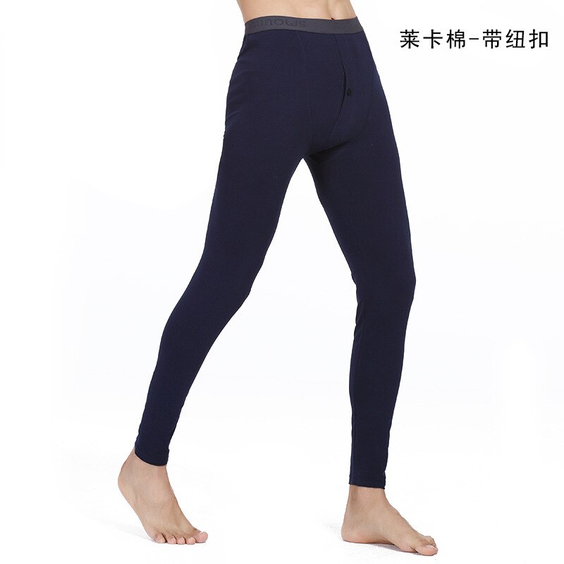 Men Cotton Leggings High-grade Long Underwear Autumn Winter Foundation Oversize Underwear: Navy / XXL