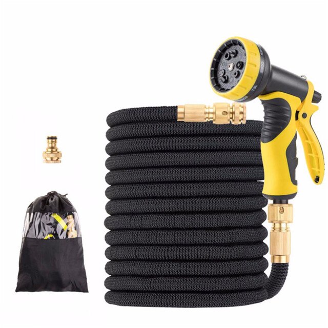 Extensible Garden Hose Magic Flexible jardin watering hose High Pressure Car Wash Spray Gun Nozzle gardening rubber Hoses 100FT: 100FT-30m / Black