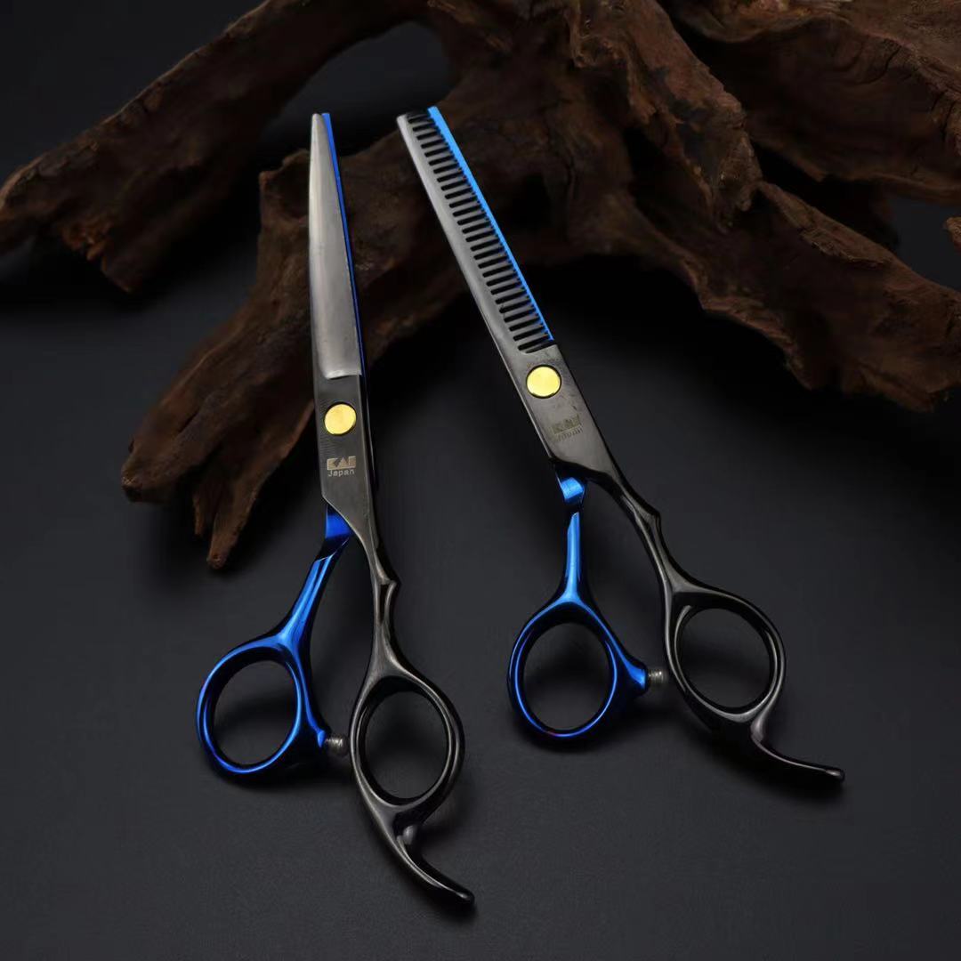 Kasho 6 inch Hiar Scissors Salon Barber Scissors Hairdressing Shears Hair Cutting Thinning Styling Tool: KS bl scissorssetbag