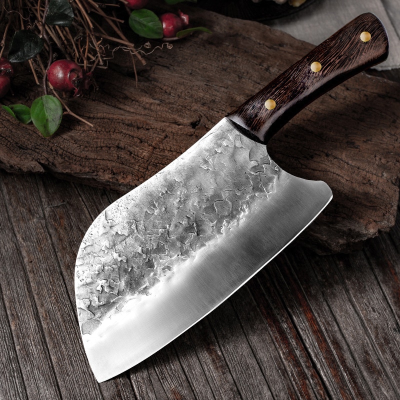 Cuchillo de cocina forjado a mano, herramienta china de acero inoxidable para cortar carne y verduras, cortador de cocina