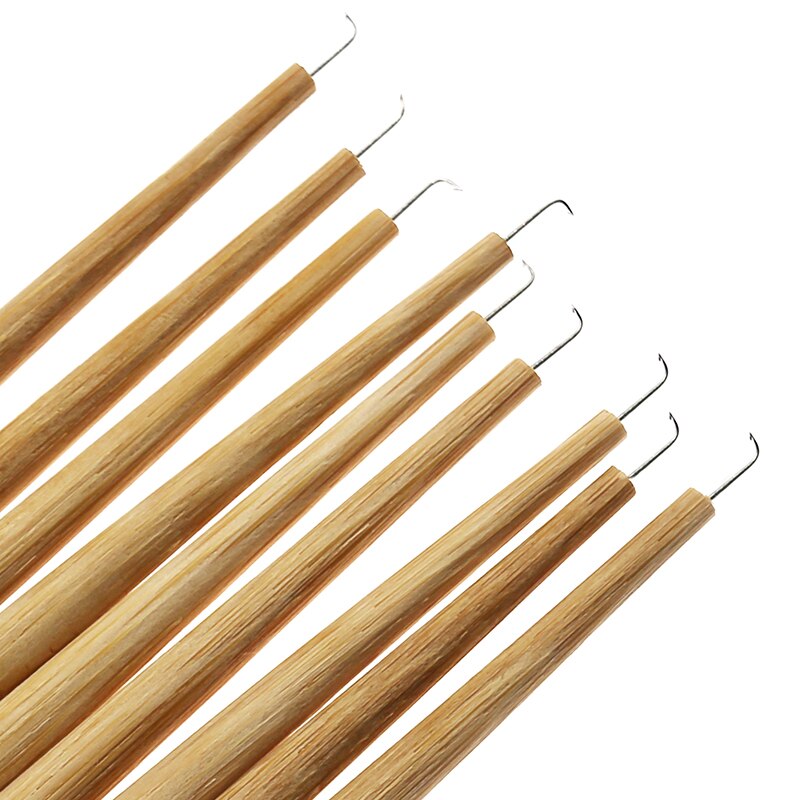 Aiguille de ventilation pour perruque, poignée en bois, outils pour la fabrication de Crochet, 10 pièces