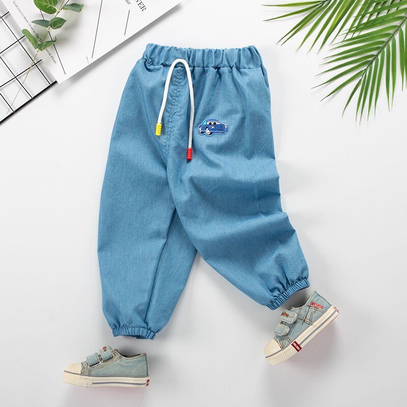 Lasten housut taapero pojat yksiväriset farkut denim housut vauvan joustavat pitkät housut vauvan vaatteet