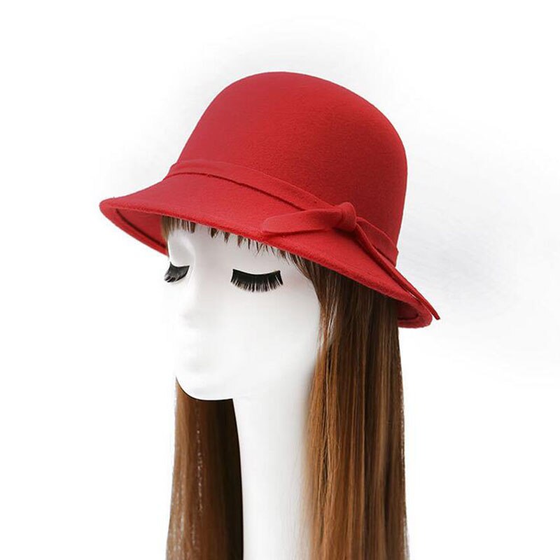 Gorro de lana con lazo para mujer, gorro de tela de lana con lazo, 6 colores, , novedad de