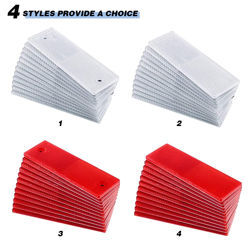 Car Safety Reflective Tape Plastic Reflector Warning Plate Stickers Sign Sheeting Pasted For Truck SUV Motorcycle Red White