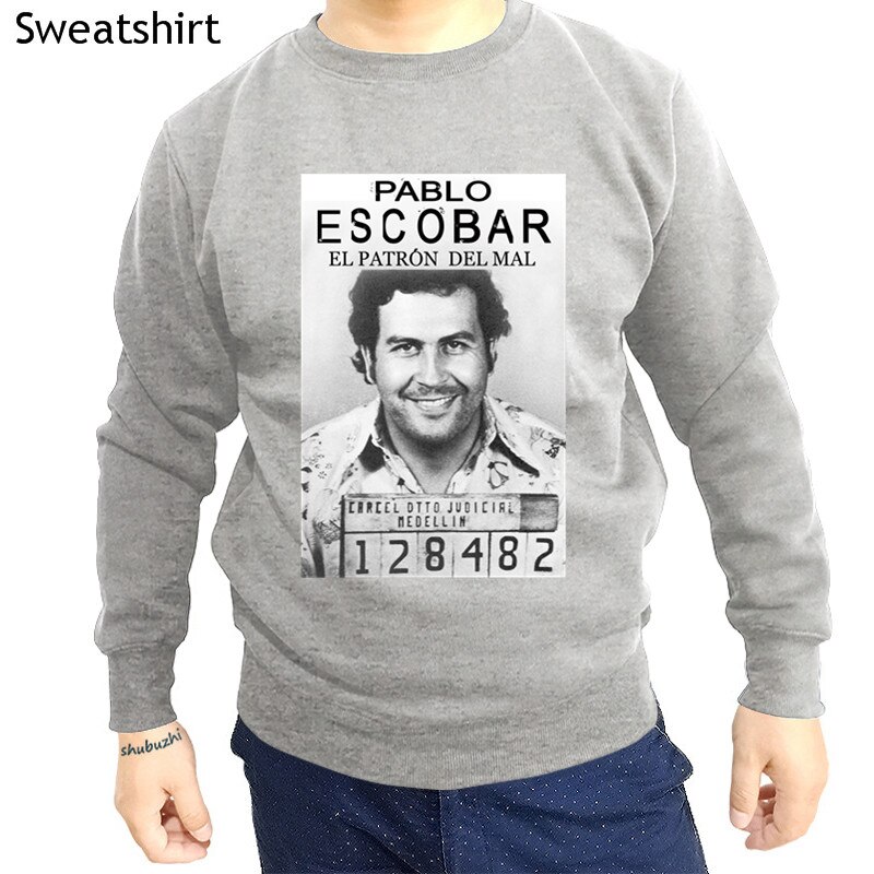 Męska bawełniana bluza moda męska bluzy gangster, Pablo escobar marka shubuzhi bluzki bluza z kapturem na jesień i zimę: grey / XXL