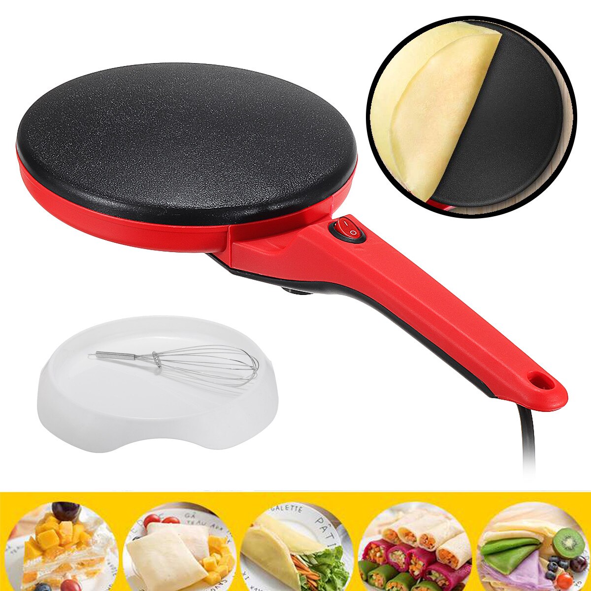 Crêpière électrique Portable, 220V, 600W, antiadhésive, pour la cuisson des crêpes ou des gâteaux, appareil de cuisine