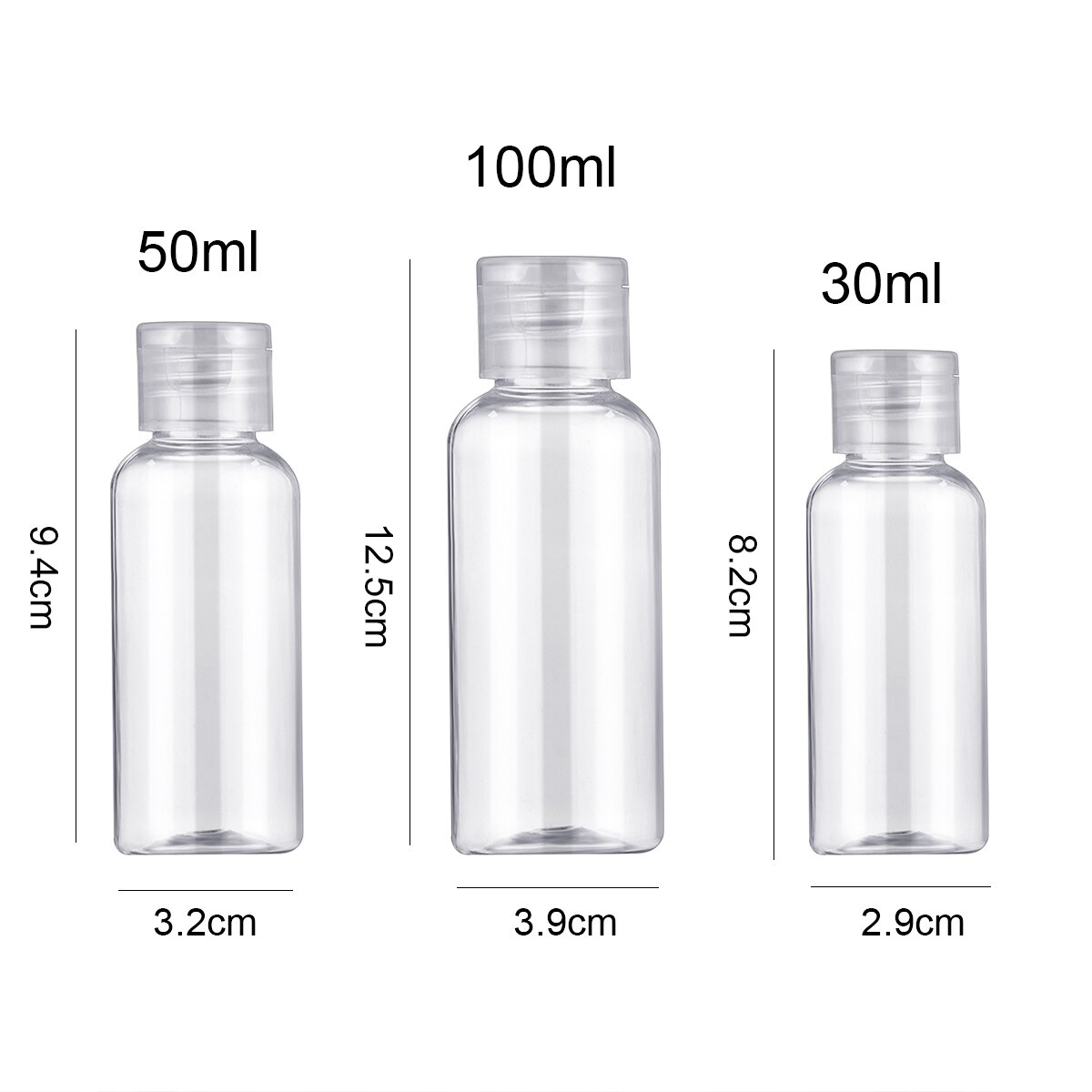 1 Uds. X 30ml/50ml/100ml plástico Champú Líquido envase de maquillaje transparente loción botella de viaje multifuncional