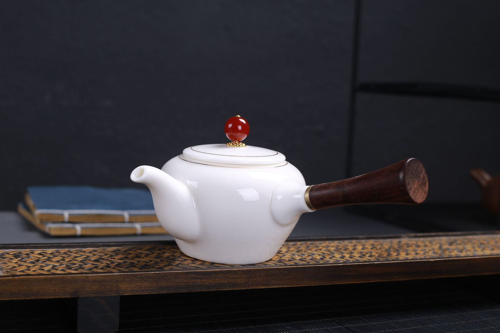 Høj kvalitet suet jade keramisk tekop stor tre-talent dæk skål te maker håndlavet hvid porcelæn skål: Gul