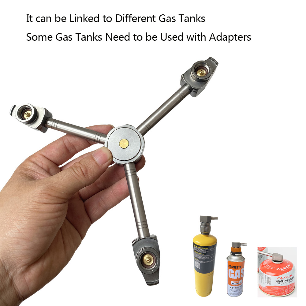 3 in 1 Butane Adapter Extension Split Furnace Adapter E-Three Outputs Gas Tank Conversion Head Gas Distributor Conversion Head