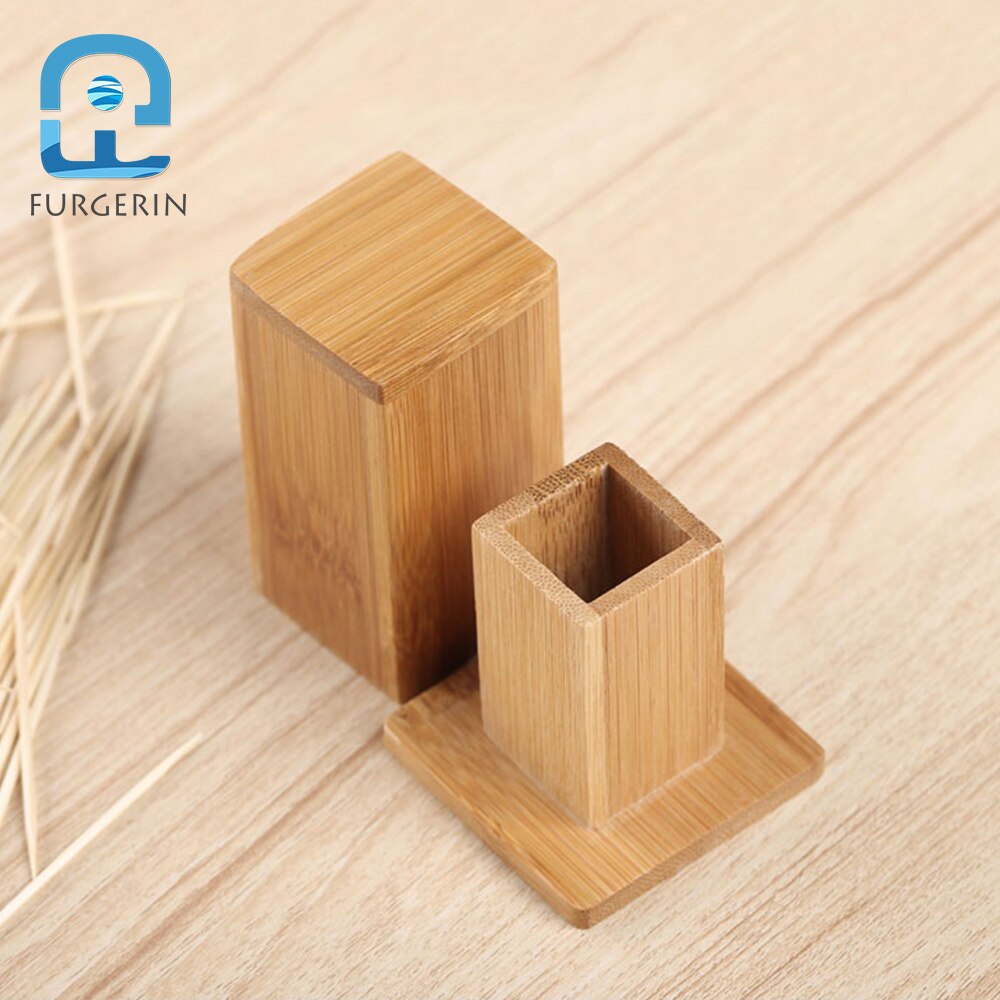 FURGERIN Portable Toothpick Holder Wood wooden toothpick box container Bamboo Tooth Pick Dispenser Toothpicks Case