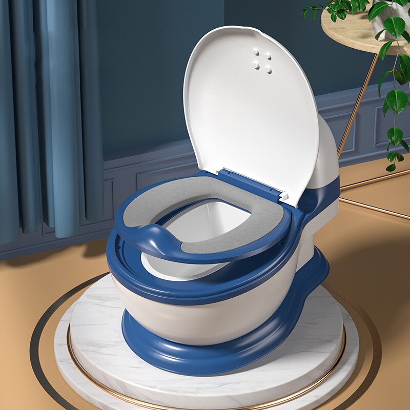 mini baby kids potty chair small children size toilet training: blue PU cushion