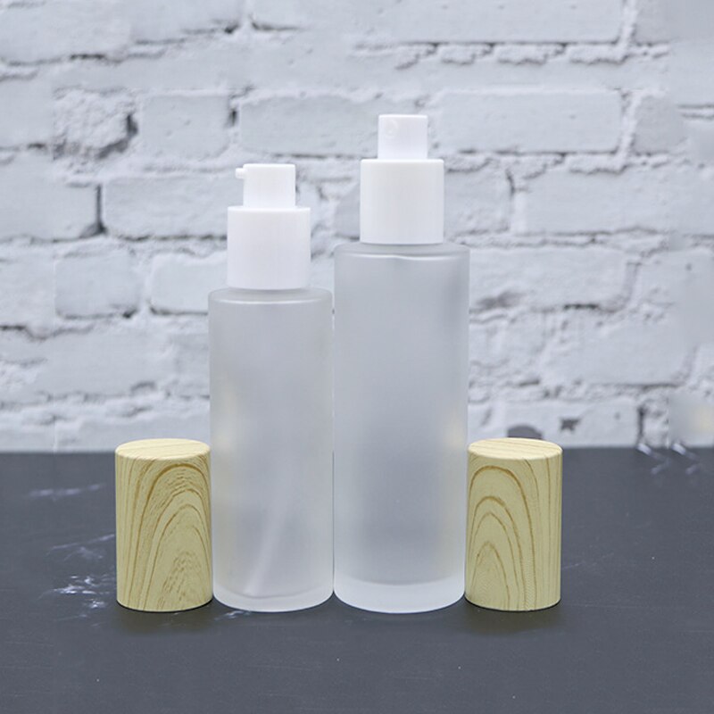 20/30/40/50/60/80ml Holz Milchglas Spray Flasche Lotion Pumpe Flüssigkeit sprayer Feinen Nebel Nachfüllbare Flaschen Holz Kappe Parfüm