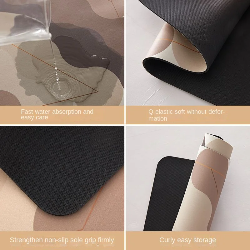 Super Absorbent Mat Kitchen Table Mat Diatomaceous Mud Absorbent Quick Drying Anti Slip Anti Fall Anti Oil Stain Floor Mat