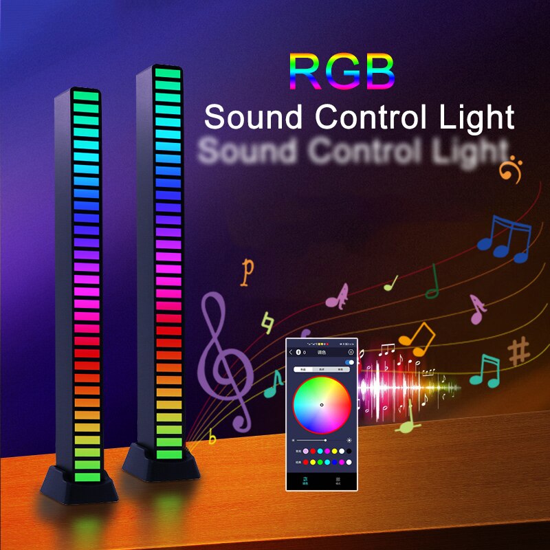 Lumières LED colorées de contrôle du son, rvb, contrôle par application, lumière de ramassage de rythme de musique, DJ Disco, voiture, TV, ordinateur de bureau, décoration