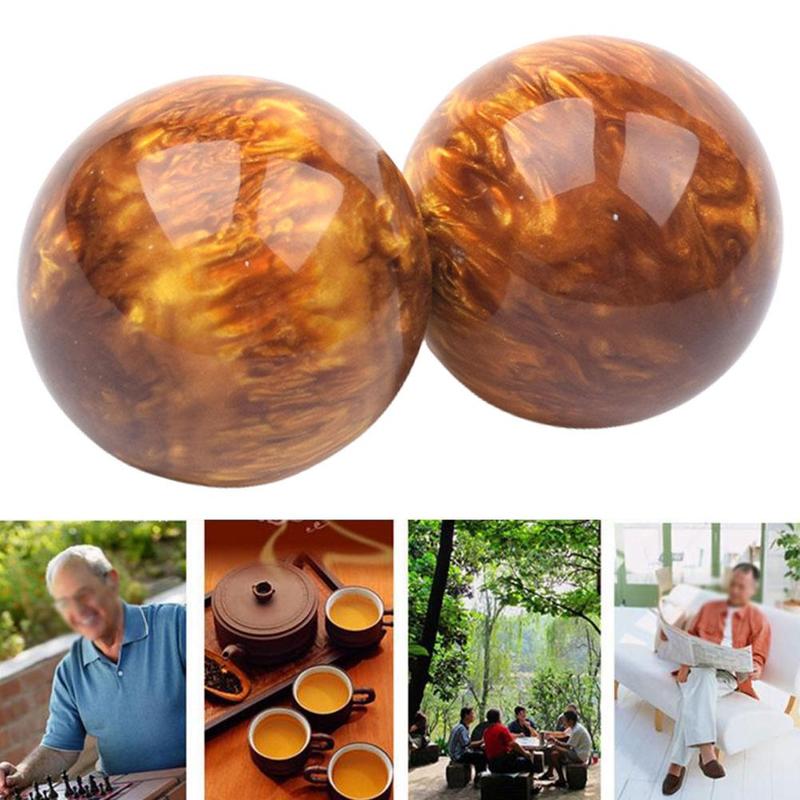 Bola de seda dorada de sauce marino para masaje de manos, de resina ámbar, reduce la presión arterial y promueve la circulación sanguínea, 1 ud. (5 Cm)