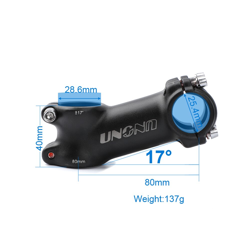 UNO Handlebar MTB Power 17 Degree Bike Handlebar Stem 25.4 Bicycle Parts Handle Bike Stem Off Road 70-120mm Bar Fork Riser: 25.4x80mm stem 17