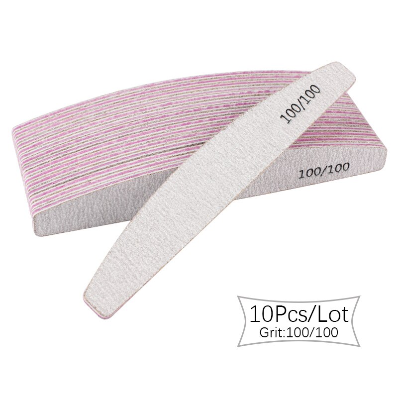 5pz/10pz lime per unghie colorate per barche in carta vetrata 80/100/150/180/240 tampone di carta vetrata grigia smeriglio bordo manicure accessori per unghie: 10pezzi 100-100 Grit
