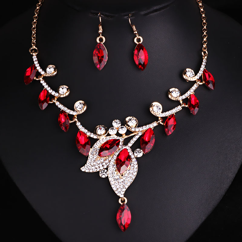 Jewelry Silver plated Crystal Rhinestones Necklace and Earrings set Women Bridal Wedding Jewelry sets: CN042R