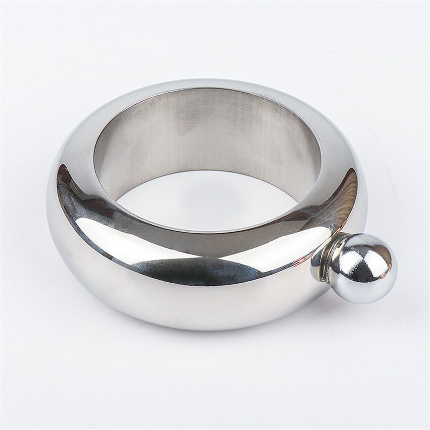 Creatieve Bangle Armband Heupfles Rvs Alcohol Metalen Whiskey Vodka Heupfles Pocket Flagon Chic Drinkware: silver