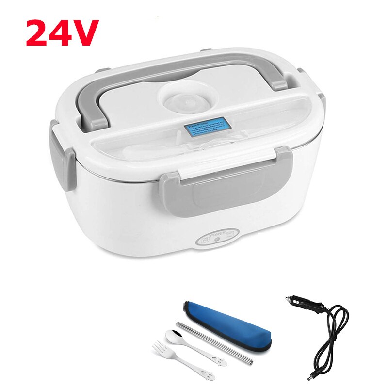 Elektrische Lunch Box Edelstahl 12V 24V 220V Auto Hause Schule Mahlzeit Lebensmittel Wärmer Container Heizung Bento box Für Picknick Camping: 24V White