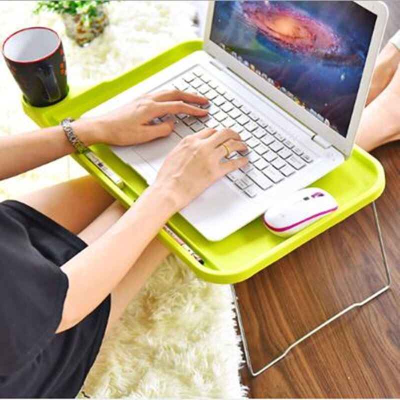 Home office Foldable Laptop Desk Portable Breakfast Bed Serving Tray Lapdesk Tray PC Table Stand Notebook Table Desk Stand: Light Green