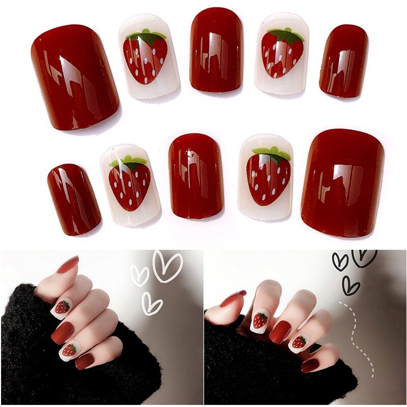24 pièces populaire ongle Patch Nail Art court faux ongles Patch couverture complète faux ongles artificiels avec des outils de manucure de colle: green