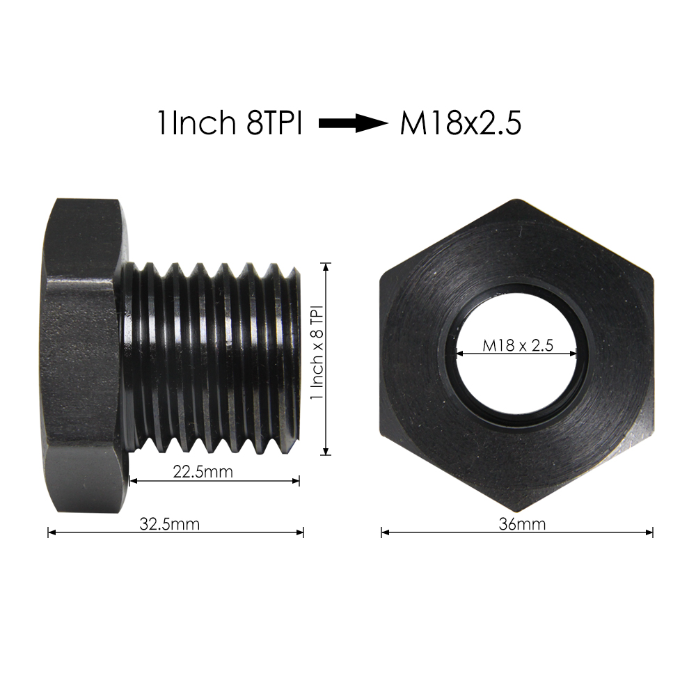 Lathe Headstock Spindle Adapter Thread 1" x 8TPI M33 x3.5mm M18 -2.5mm Chuck Insert Wood Turning Woodworking Tool Accessories: 1inx8TPI to M18x2.5