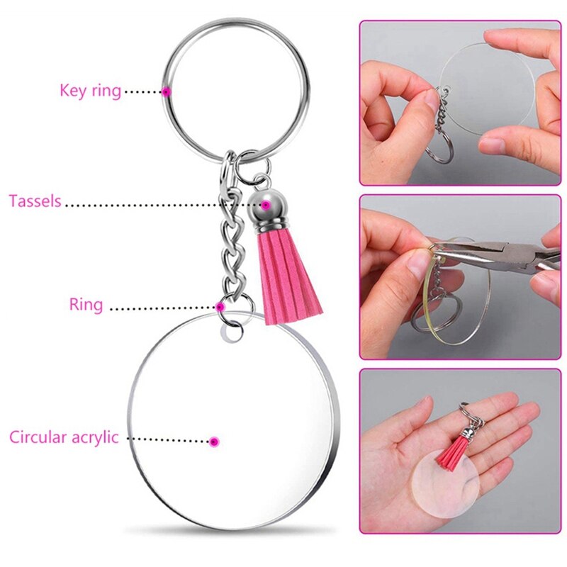 Sublimation Keychain Blanks Set, Keychain Making Kit With Acrylic Blanks, Tassels, Keychain Rings, Jump Rings