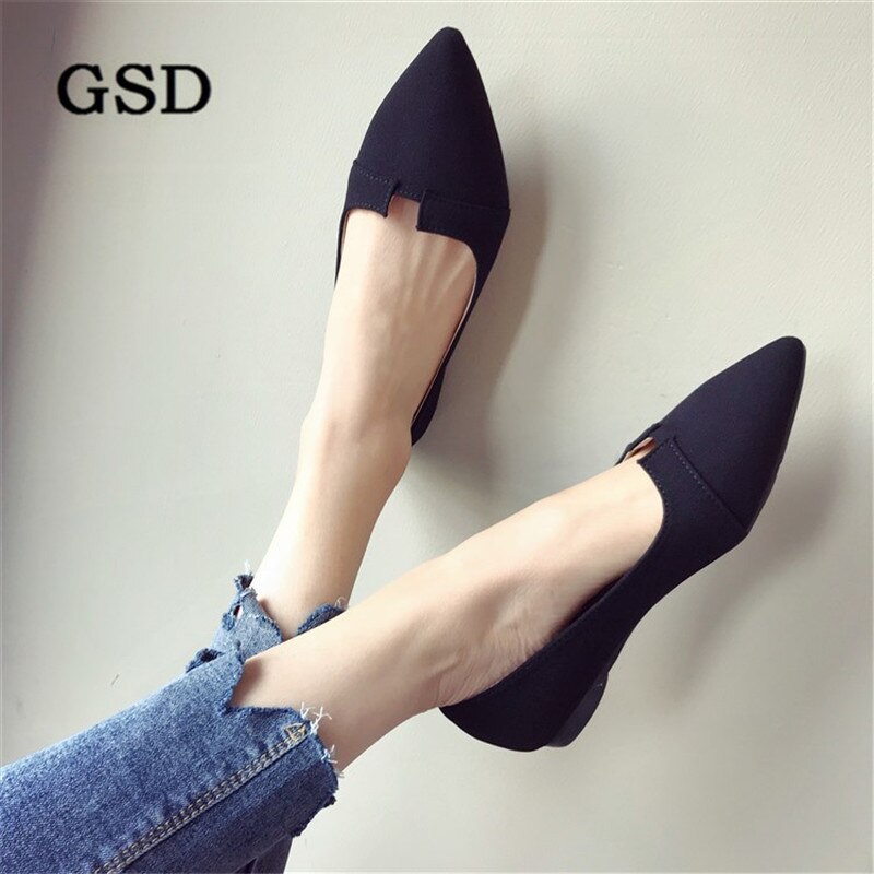 newest pink women flats Solid Flock Pointed toe flat shoes woman casual shoes women boat shoes zapatos de mujer